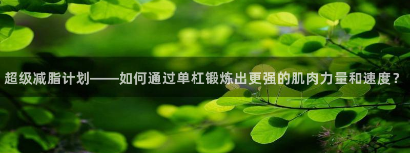 注册意昂4:超级减脂计划——如何通过单杠锻炼出更强的肌肉力量